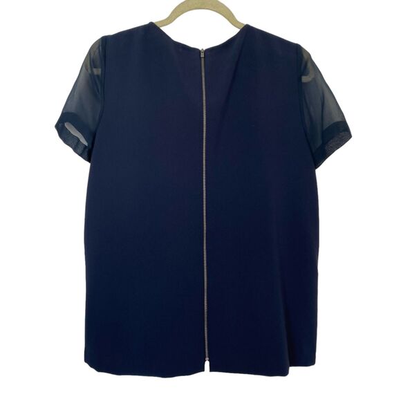 DIANE VON FURSTENBERG Blue Silk Rounded Crystal Embellished Gidget Top Size 12 - Picture 4 of 8